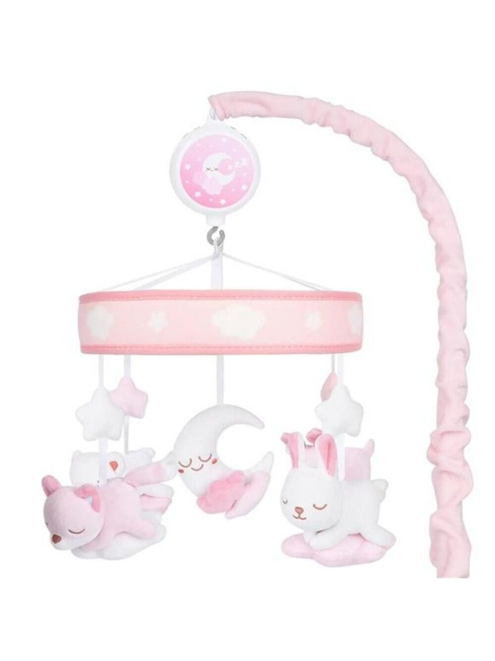 Pink Baby Crib Mobile with Music Box Lullabies Nursery Decoration for Girls Room